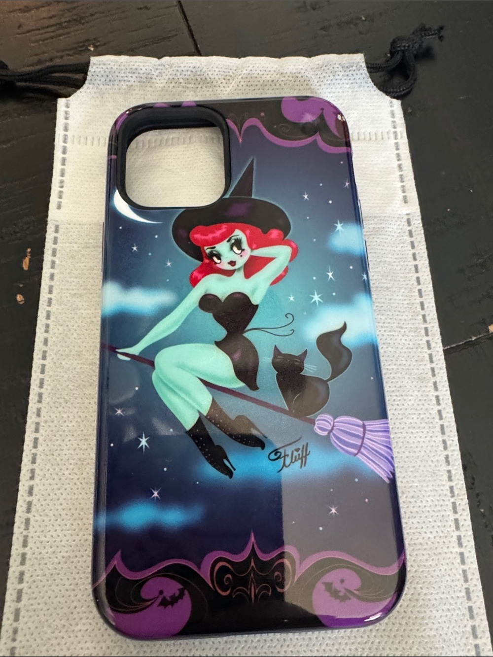 Classic Pin-Up Witch iPhone 11 Case - Purple & Black by Miss Fluff
